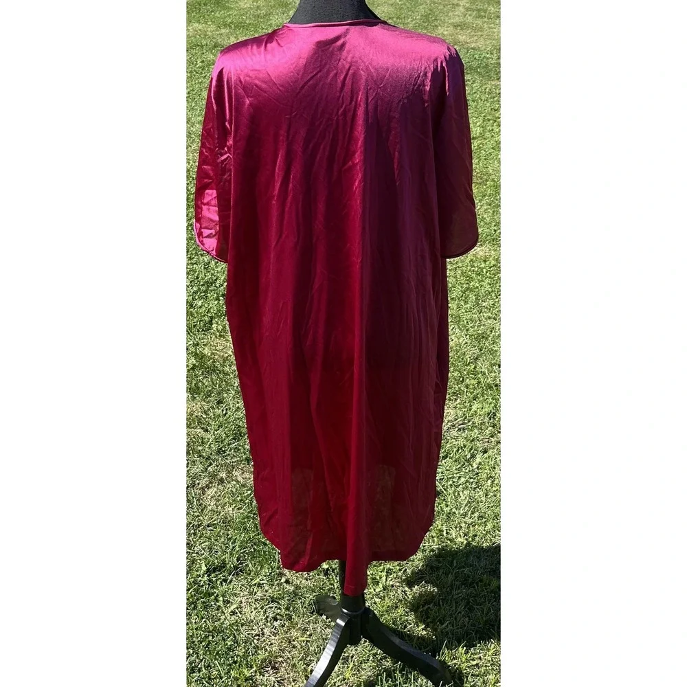Vintage JCPenney Nightgown Robe Set Womens XXL Burgundy Embroidered Made USA 90s
